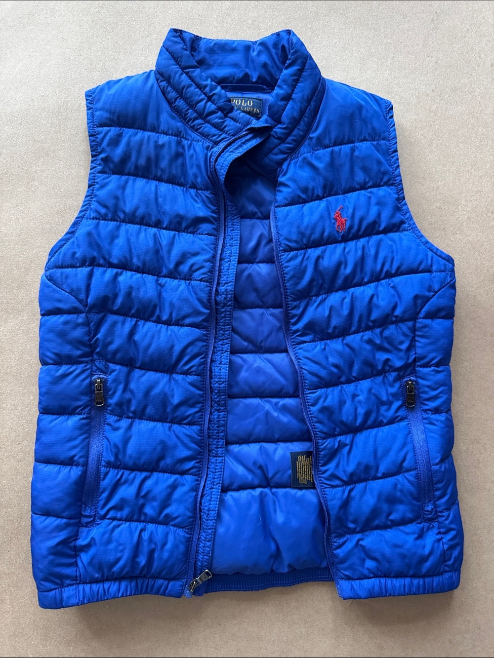Polo by Ralph Lauren Royal Blue Quilted Puffer Vest-zipper issue